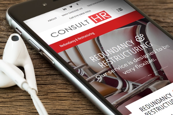 Consult HR website displayed on iPhone